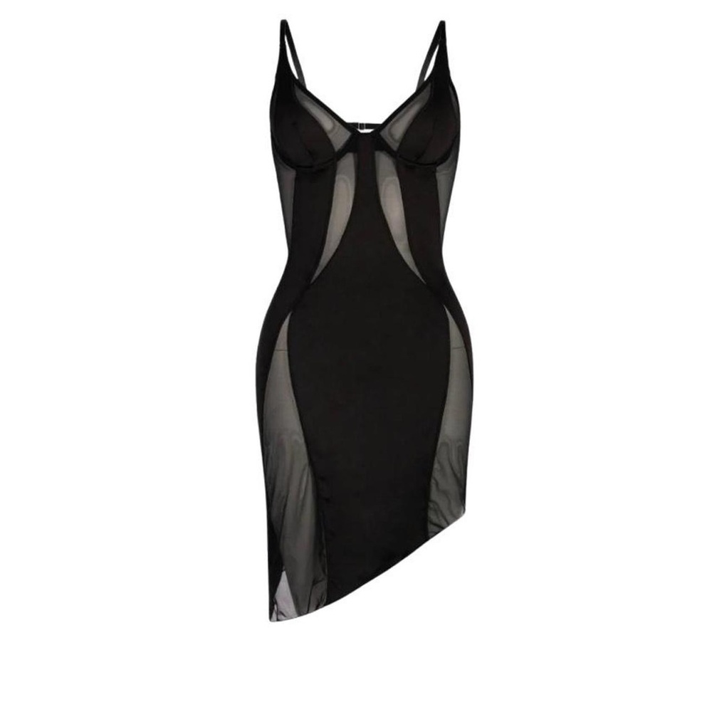 OW black sheer paneled dress small